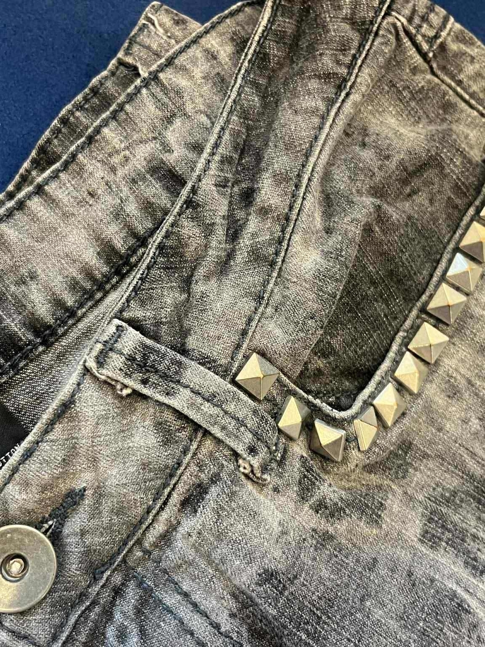 Studded Washed Black Denim Jeans Size 12 Brand Ana A New Approach